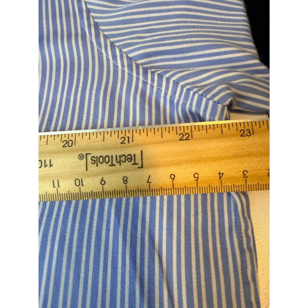 Michael Kors Shirt Womens L Blue Cotton Striped Button Down Classic Preppy Chic - Picture 9 of 10